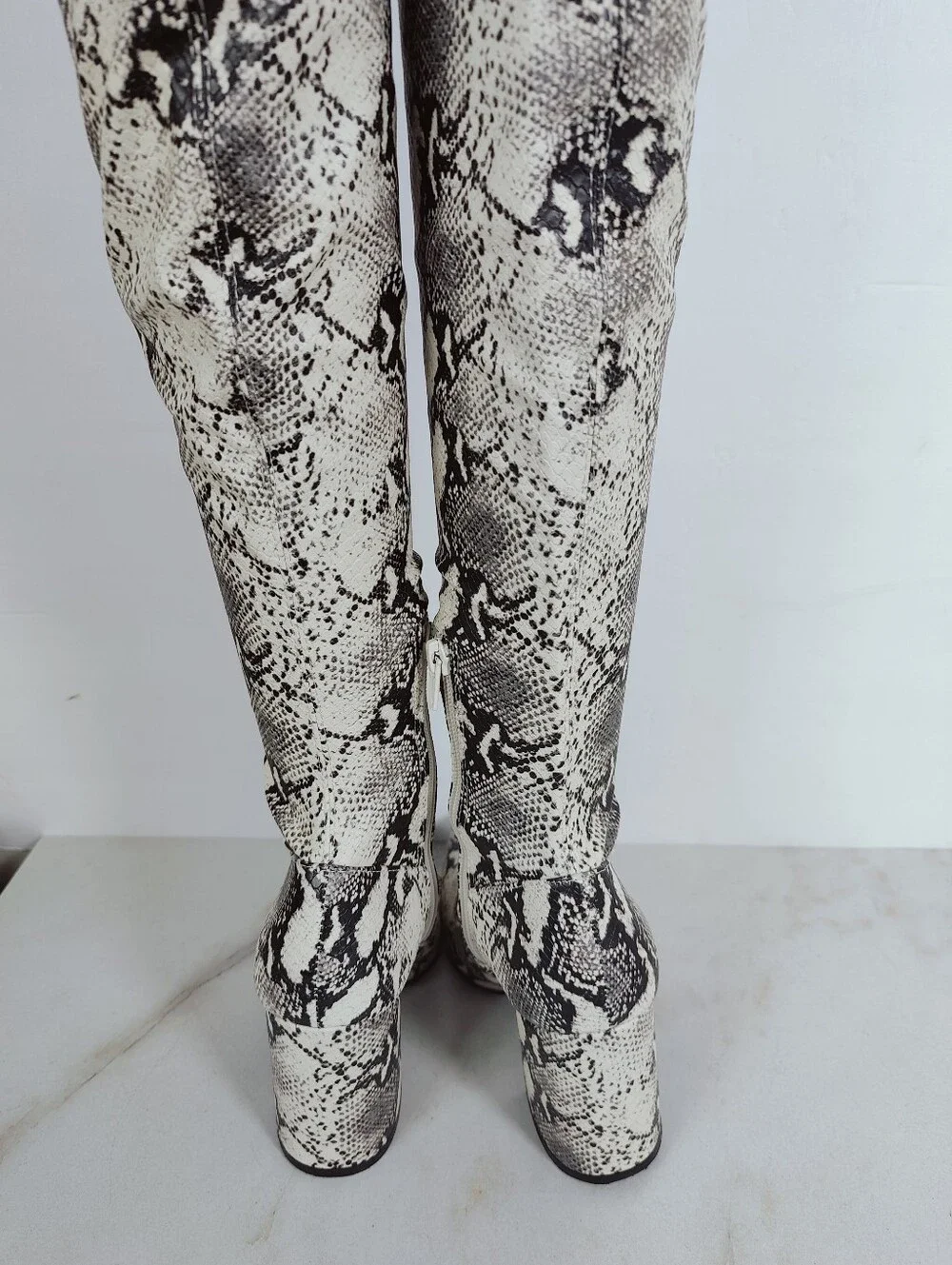 Steve Madden Jacoby Thigh High Snake Print OTK Pointed Toe Boots, Sz 7